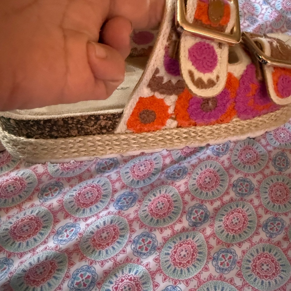 Wild Diva Floral Crochet Sandals - Pink, Orange, Brown